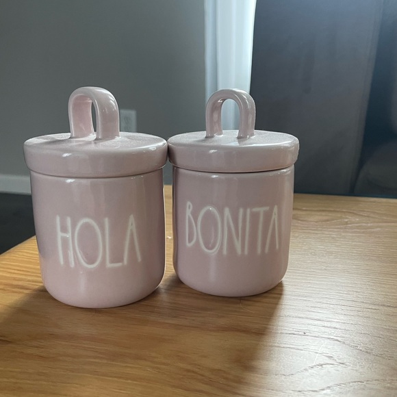 Rae Dunn Other - Rae Dunn “Hola Bonita” small canisters with handles